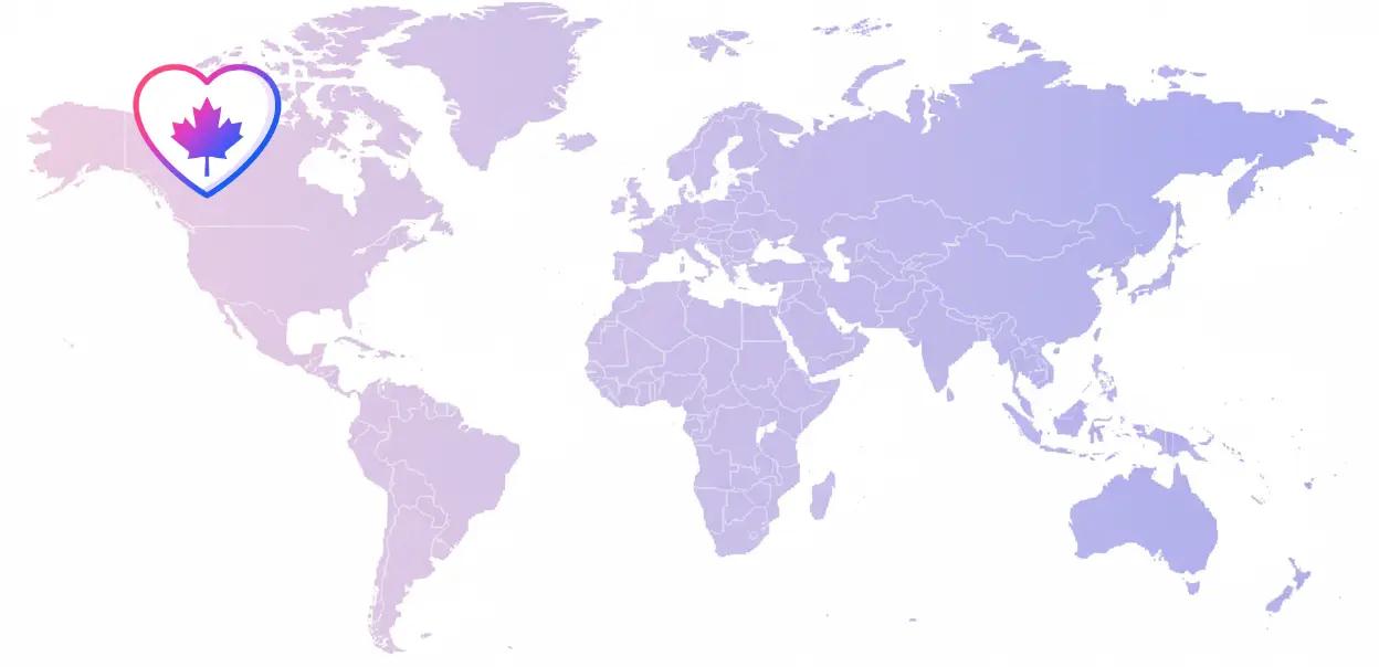 Weltkarte mit Herz-Symbol